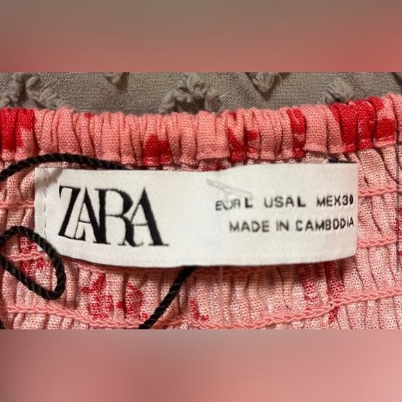 NWOT Zara Linen Blend Floral Dress Size Large - Picture 4 of 5